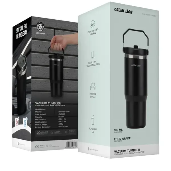 VACUUM TUMBLER MUG 900ML WHITE AND BLACK ()