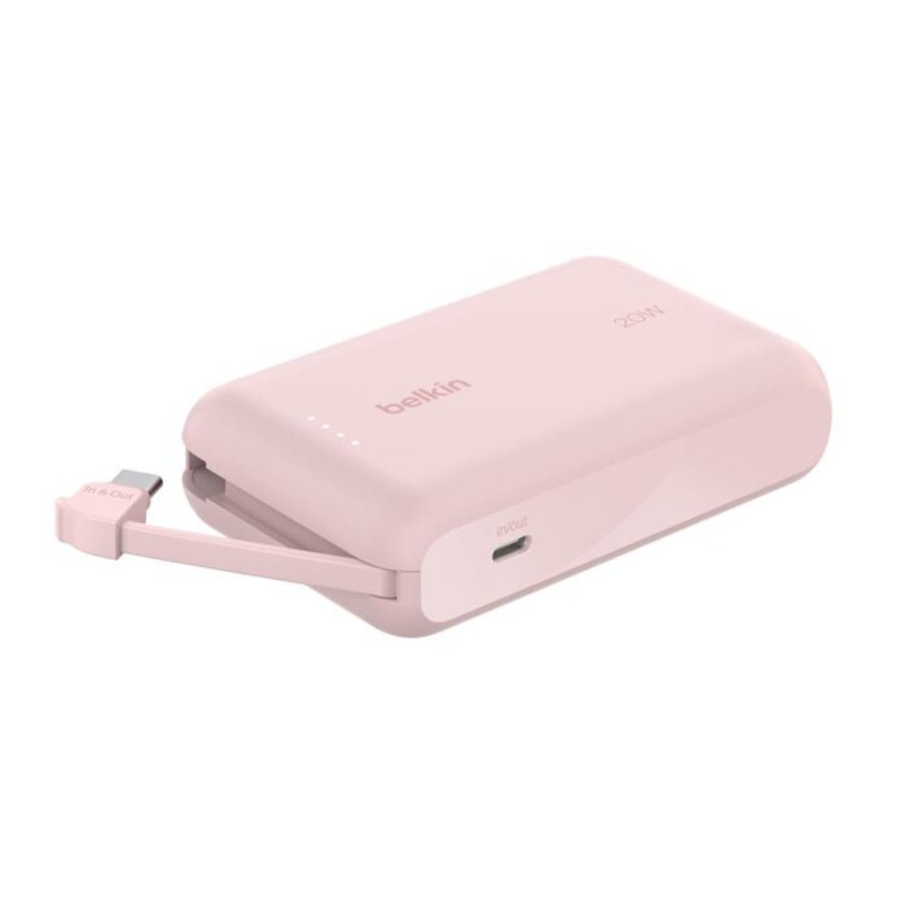 Belkin BoostCharge Power Bank 10K 20W with Integrated Cable (Pink)