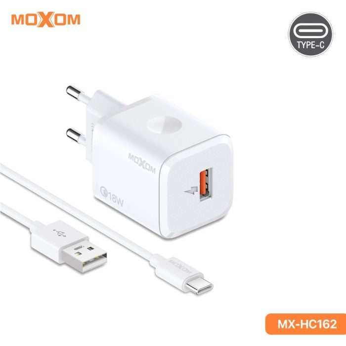 MOXOM QC18W USB-A Fast Charger with Cable (Type-C)
