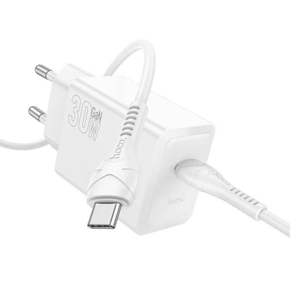 Hoco N70 Nuevo USB-C 30W Adapter with Cable (White)