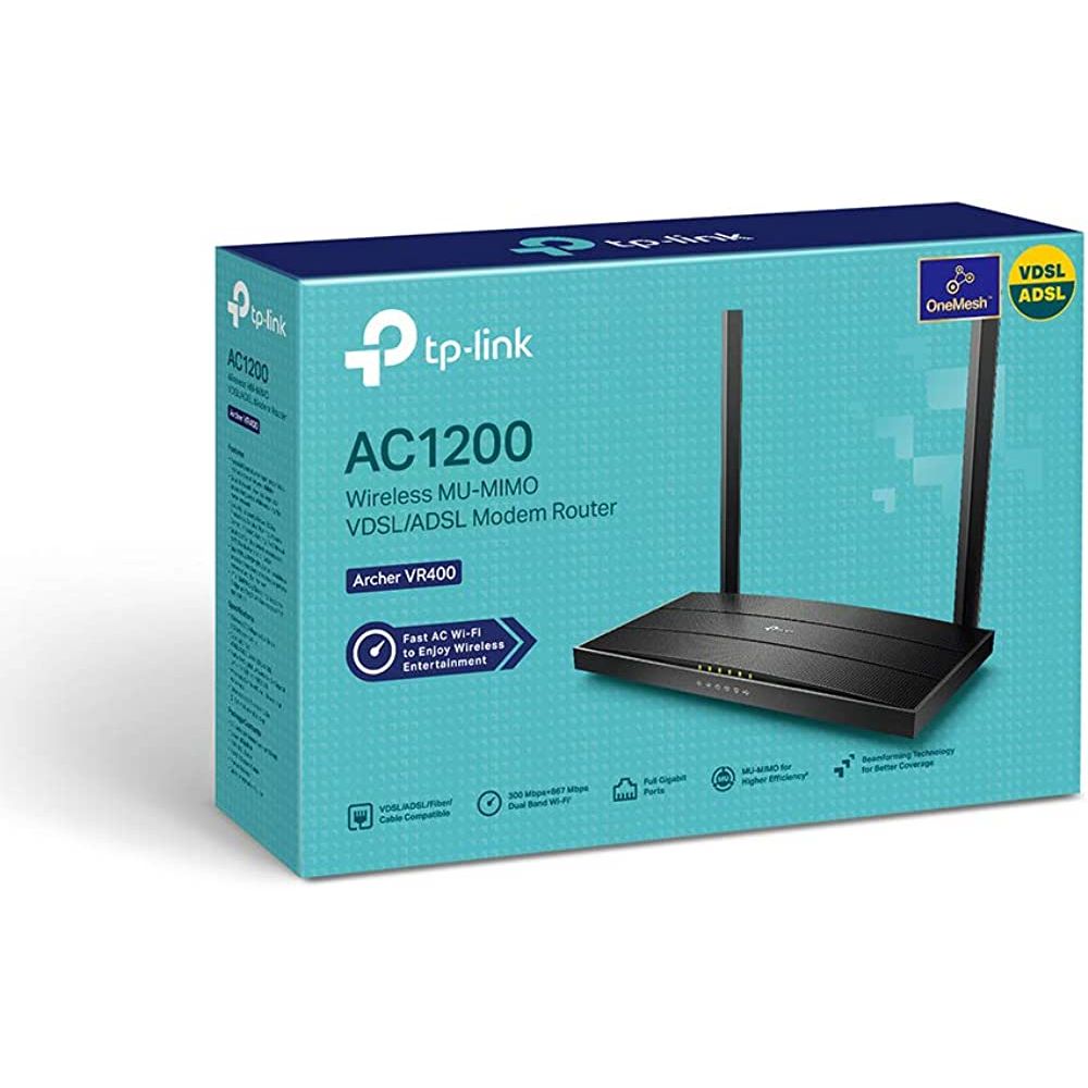 TP-LINK MODEM WITH 2 ANTENNAS | ARCHER VR400 AC1200