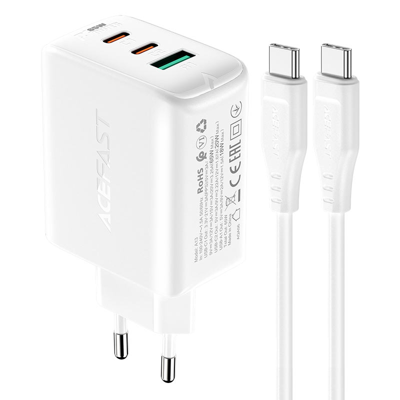 AceFast PD65W Wall Charger Set A13 (White)