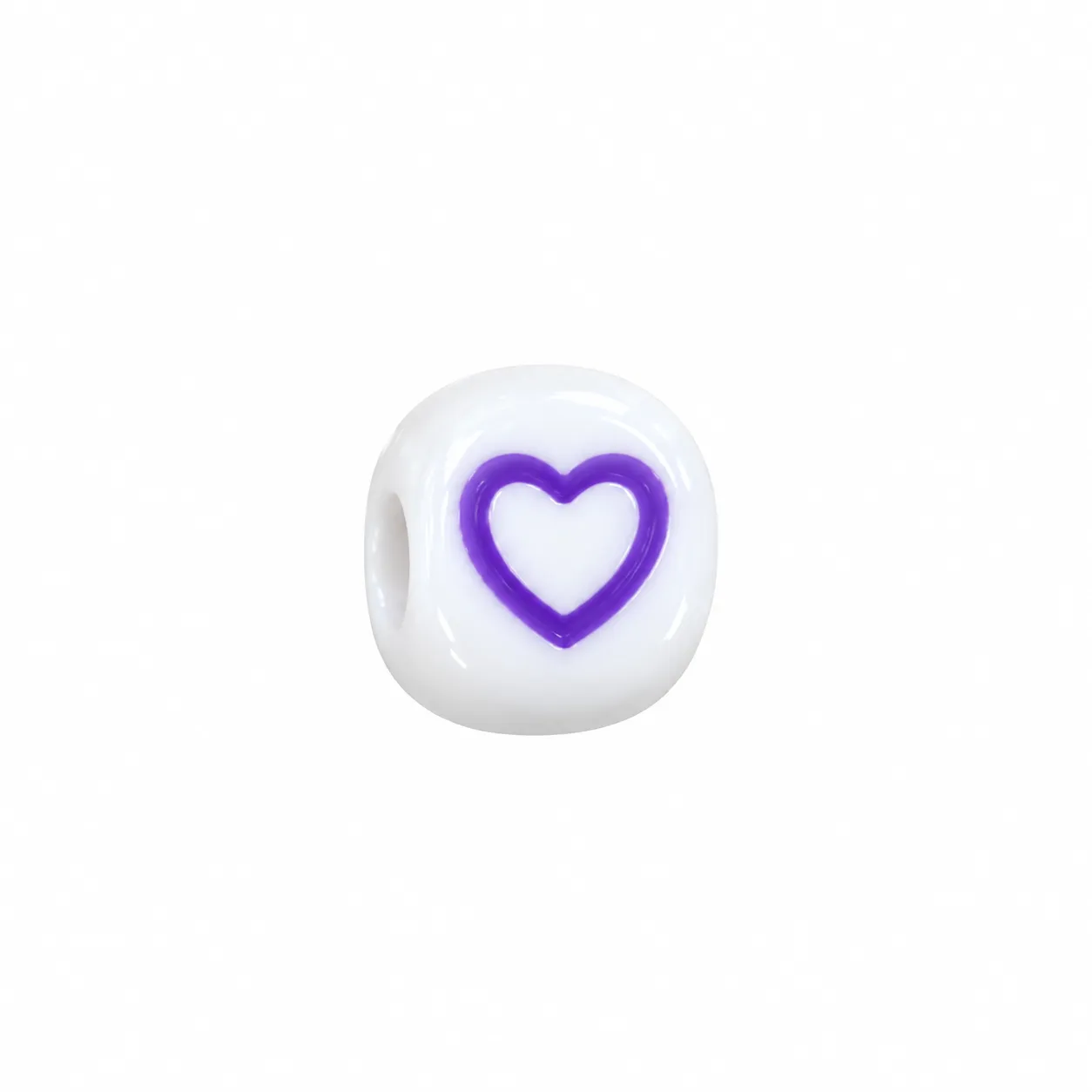 Plastic round bead with moon, flower, star and heart design