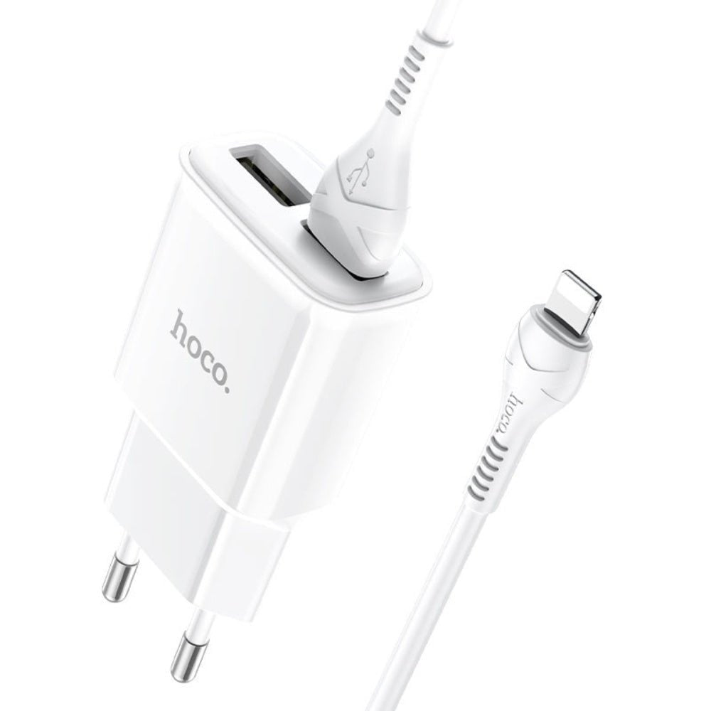Hoco C88a Dual Port Wall Charger with Cable (Lightning) (White)