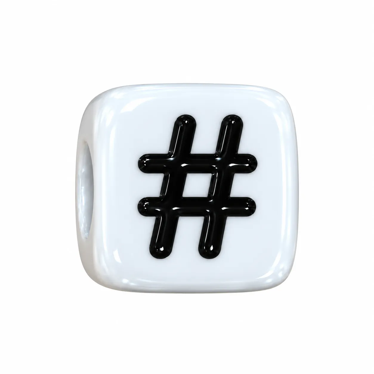 Plastic Square bead with Hashtag design