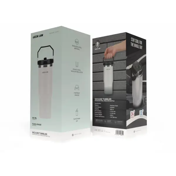 VACUUM TUMBLER MUG 900ML WHITE AND BLACK (a)