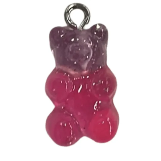Acrylic Gummy Bear Sparkly Transparent Double color Pendant