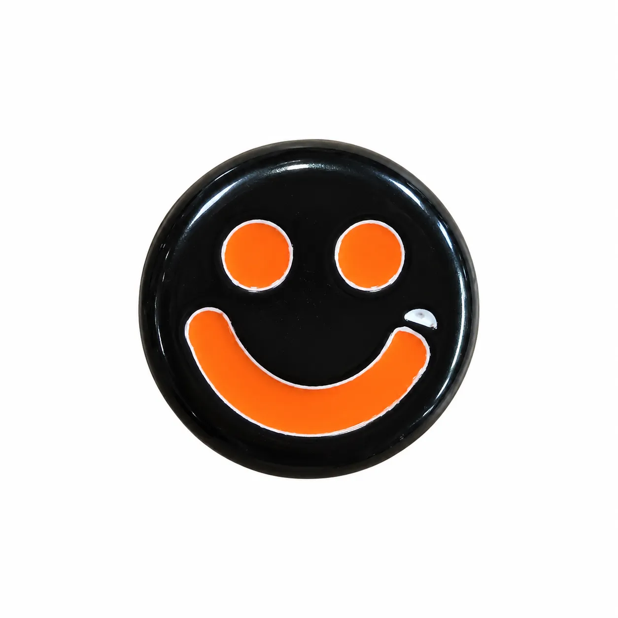 Plastic round bead with smiley face design