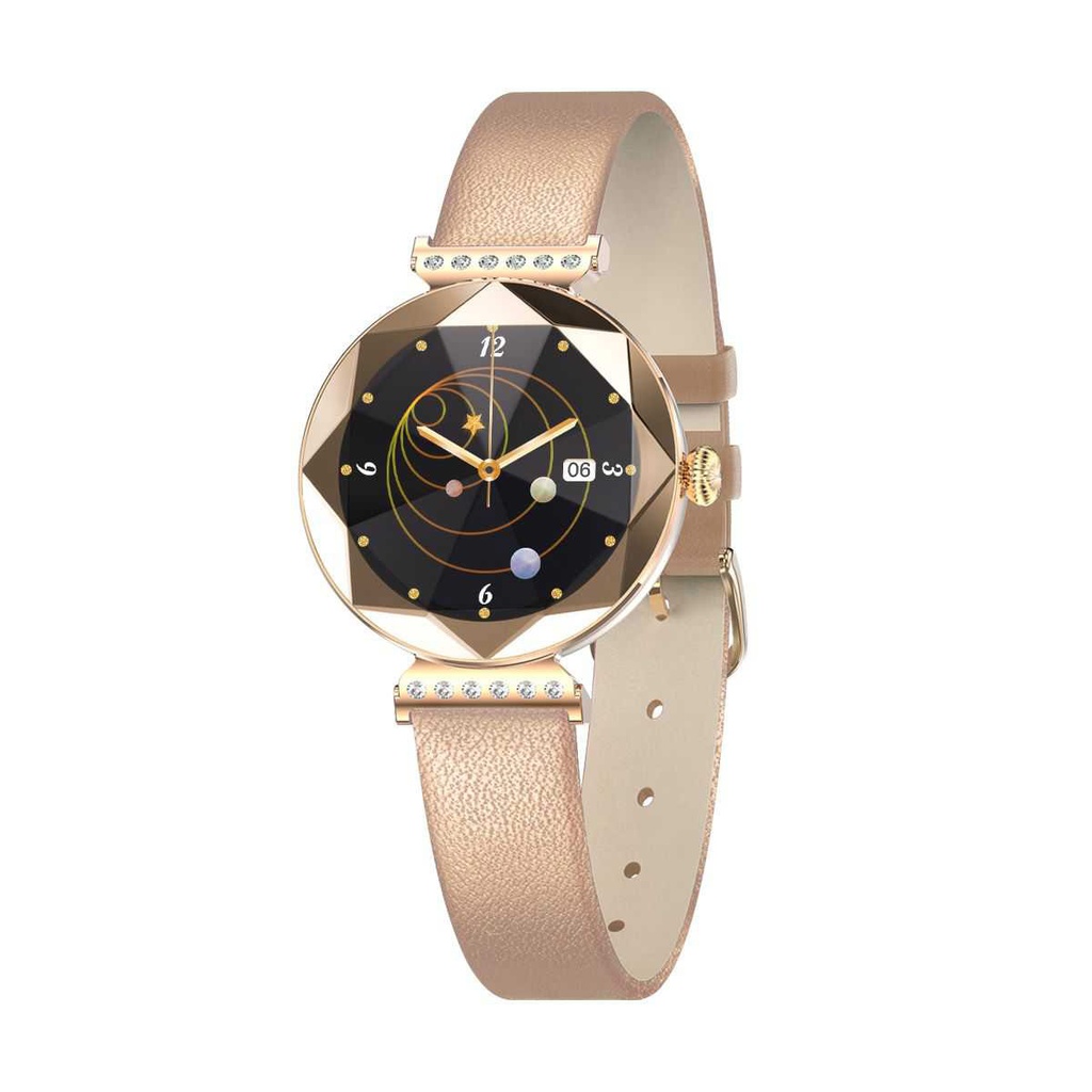 Green Lion Swarovski Smart Watch (Color: Pink)