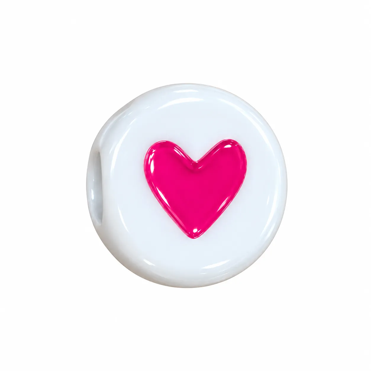 (Mix colors) Plastic round bead with heart design