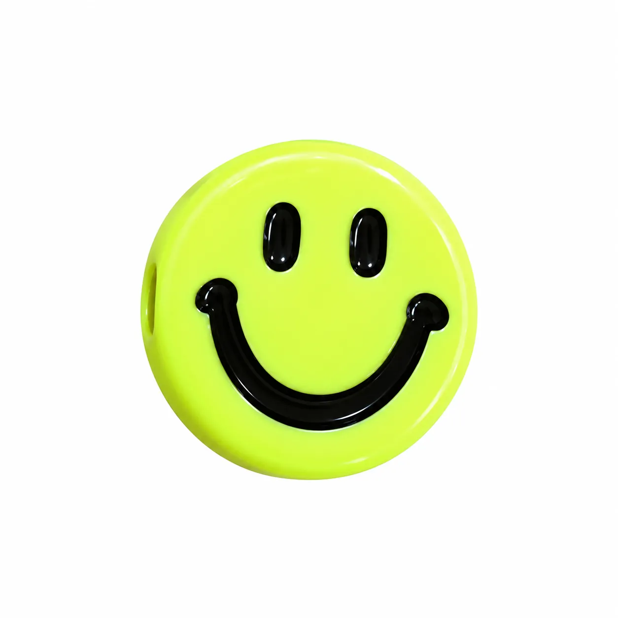 Plastic round bead with smiley face design