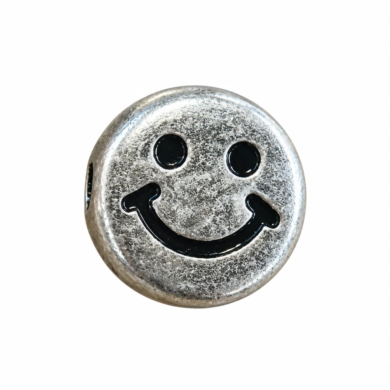 Plastic round bead with smiley face design