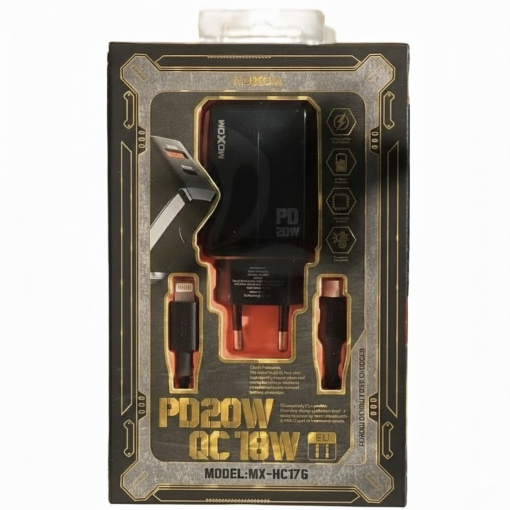 MOXOM PD20W QC18W Fast Charger (Lightning)