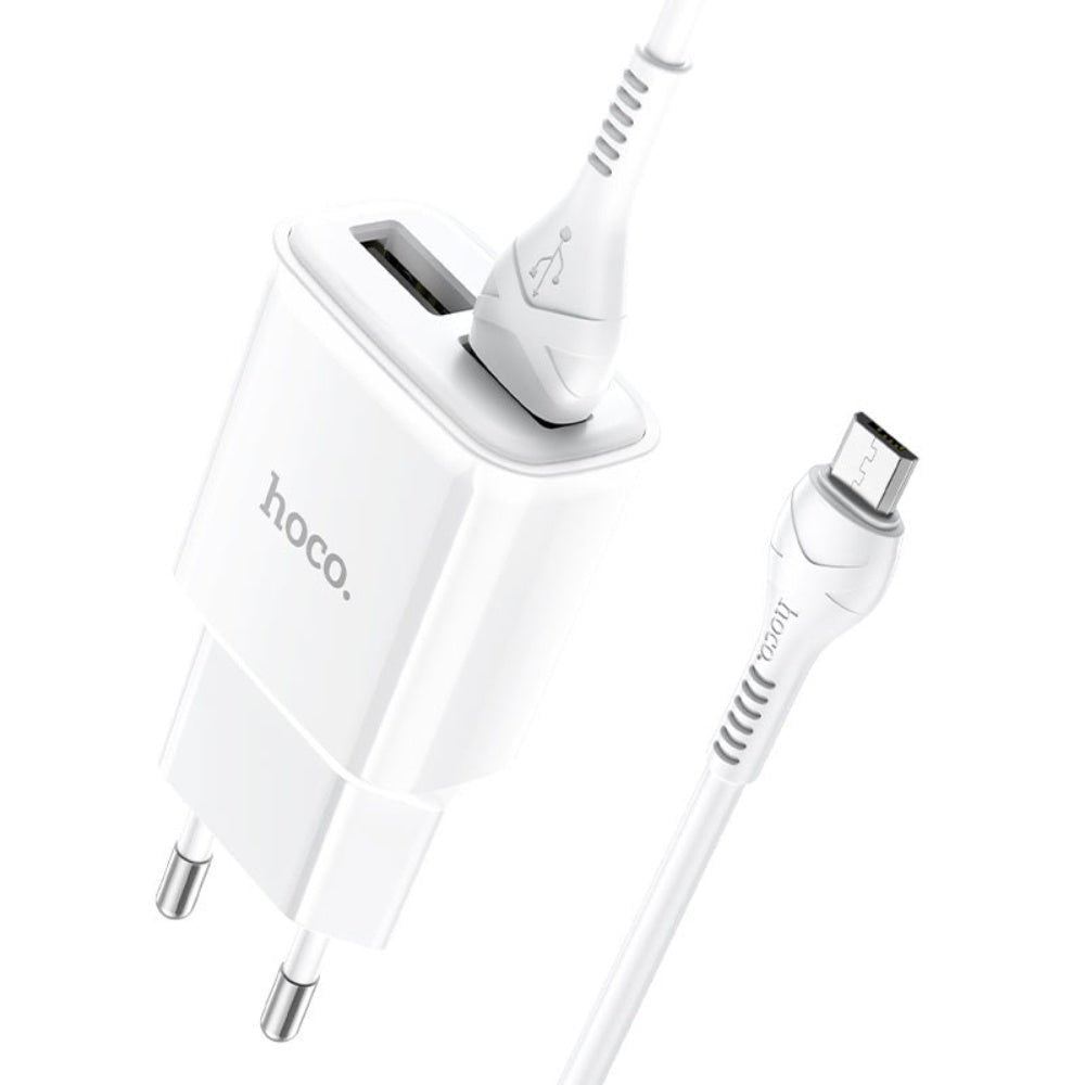Hoco C88a Dual Port Wall Charger with Cable (micro-usb) (White)