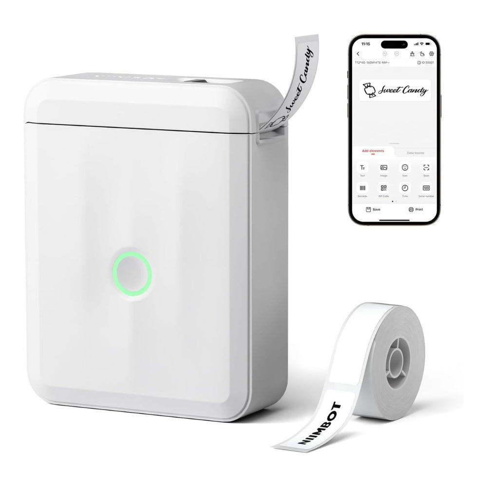 NIIMBOT D110 Label Maker Machine Thermal Printer with Tape (White)