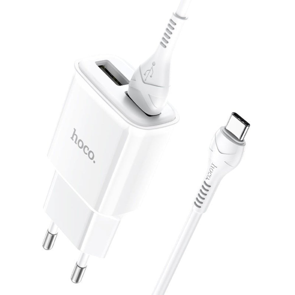 Hoco C88a Dual Port Wall Charger with Cable (USB-C) (White)