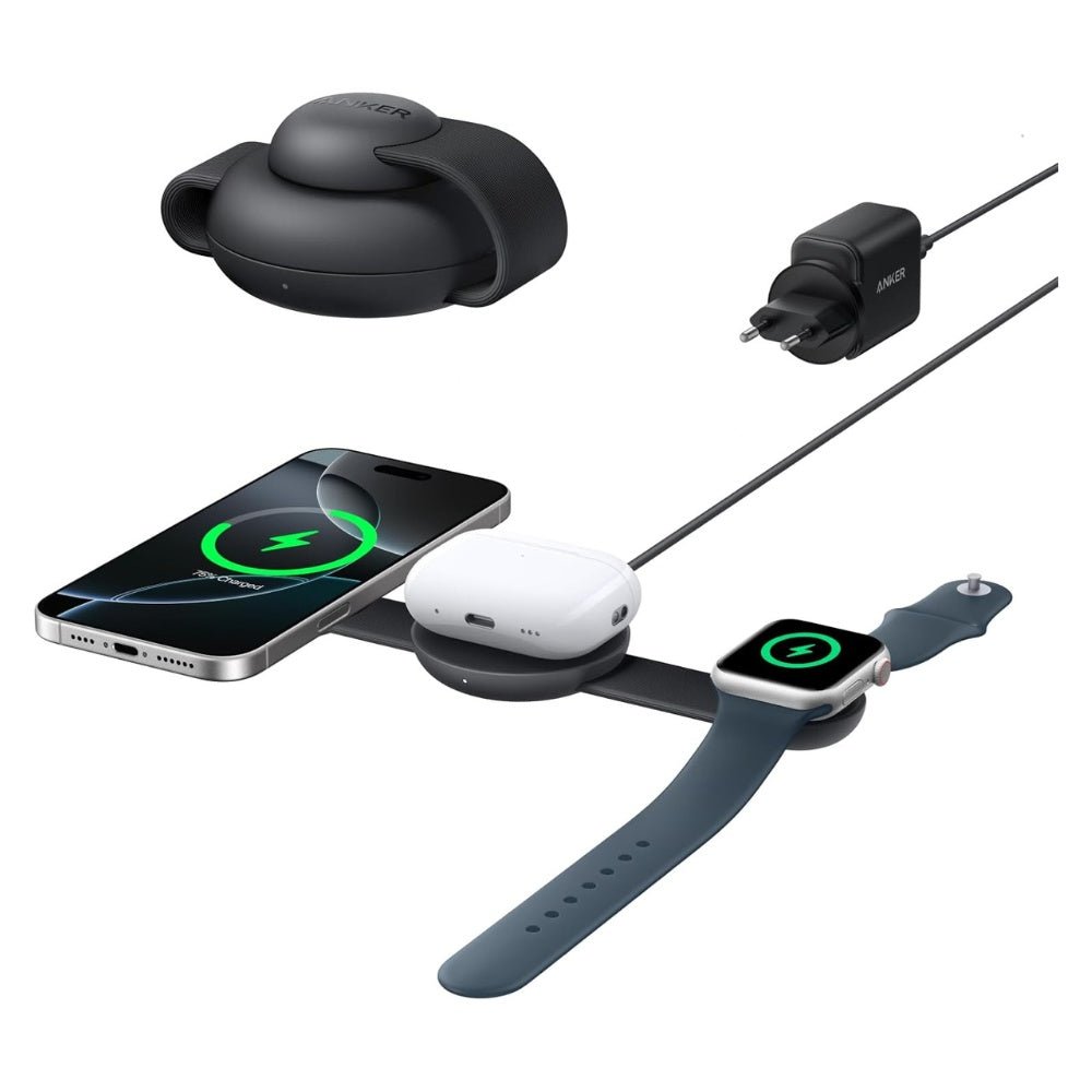 Anker MagGo Wireless Charging Station 3 in 1 Foldable Pad (Black Stone)