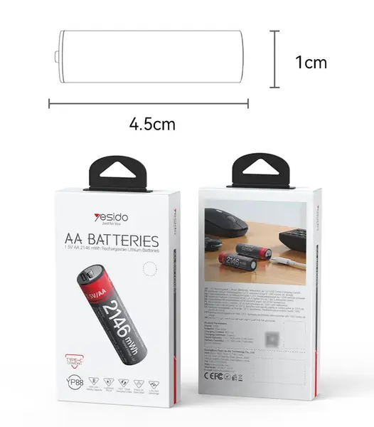 YESIDO YP88 TYPE-C AA BATTERIES
