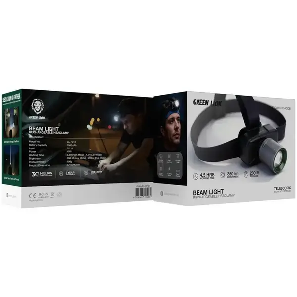BEAM LIGHT RECHARGABLE HEAD LAMP