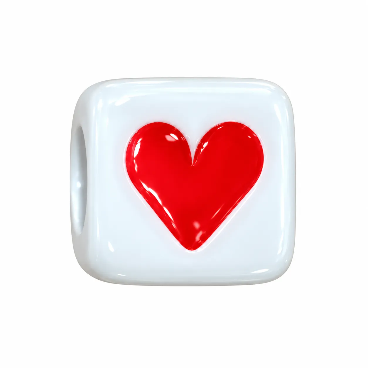 Plastic Square bead with Heart design