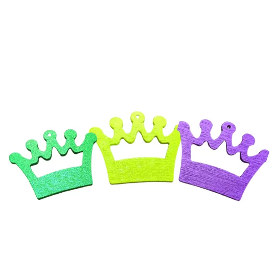 Flat Wooden Crown Pendants